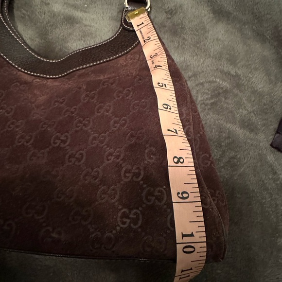 SUEDE Gucci Dark Brown Monogram Shoulder Bag - Picture 11 of 13